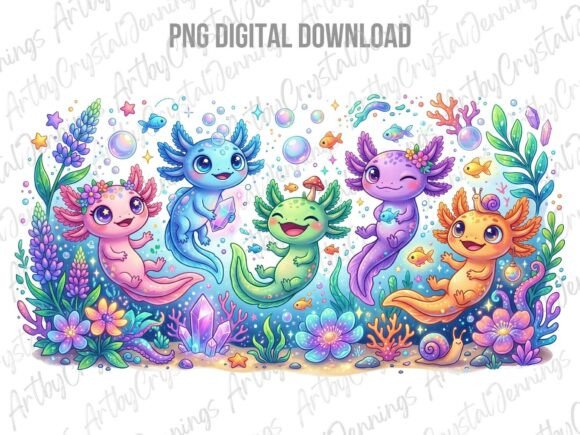 Download Cute Axolotl Underwater Scene PNG - Cute Collection