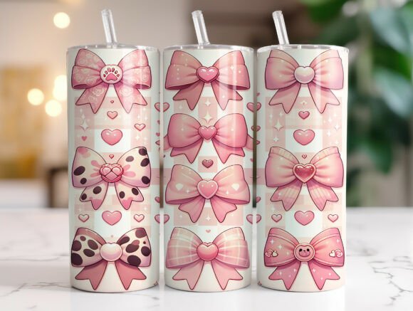 Download Cute Pink Ribbon Bow Pattern Tumbler PNG - Ribbon bow pattern Collection