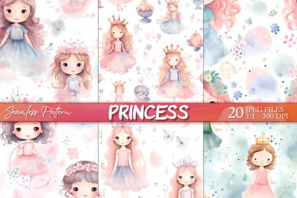 Download Watercolor Cute Pastel Princess Pattern - Cute Collection