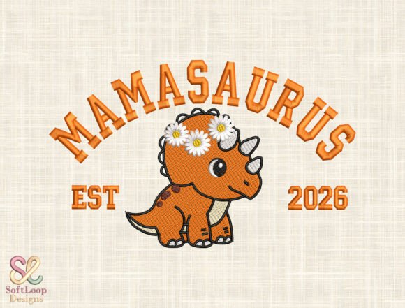 Download Cute Dino Mom Embroidery Design - Cute Collection