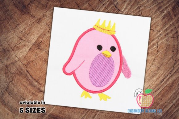 Download Cute Pink Penguin with Crown Applique - Cute Collection
