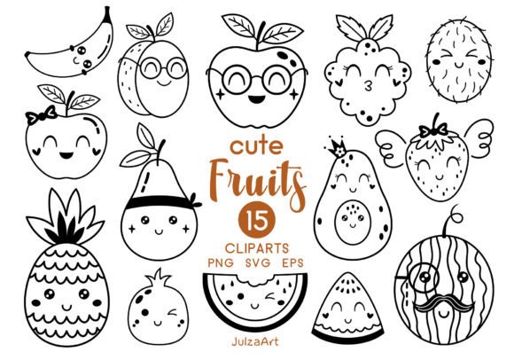 Download Black Fruit Clipart, Cute Fruit Svg Png - Cute Collection