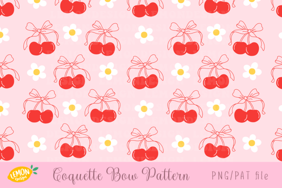 Download Coquette Cherry with Ribbon Bow Pattern - Ribbon bow pattern Collection