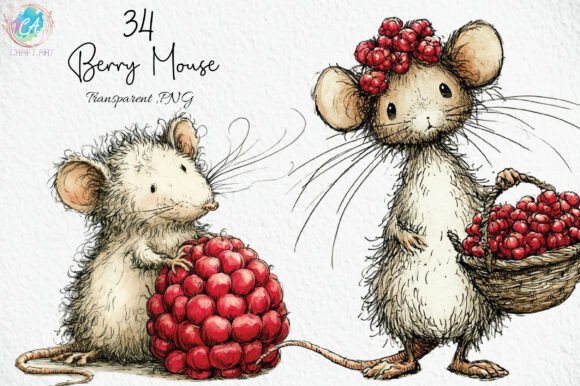 Download Cute Berry Mouse Watercolor PNG Clipart - Cute Collection