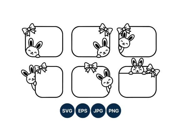 Download Cute Bunny Bow Frame Vector Art - Cute Collection