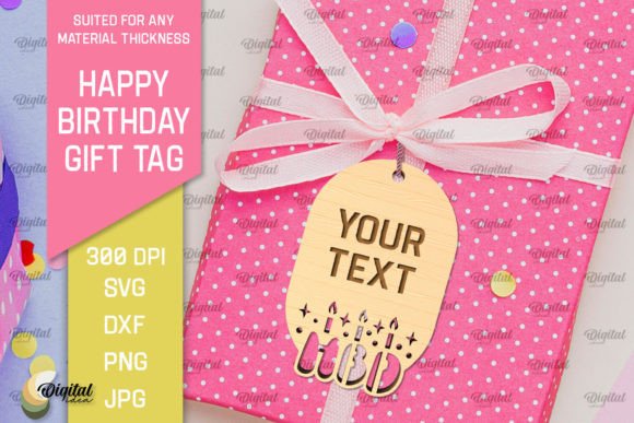 Download Happy Birthday Gift Tag Laser Cut - Birthday gift Collection