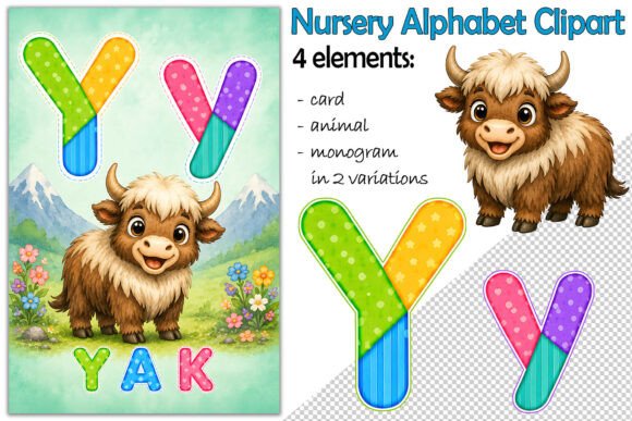 Download Alphabet Clipart Letter Y, Cute Yak PNG - Cute Collection