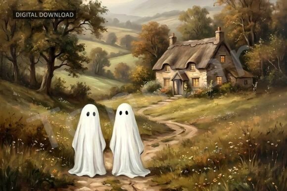 Download Cute Autumn Scene Halloween Wall Decor - Cute Collection