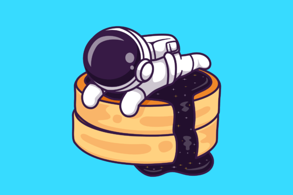 Download Cute Astronaut Laying on Pancake Cartoon - Cute Collection