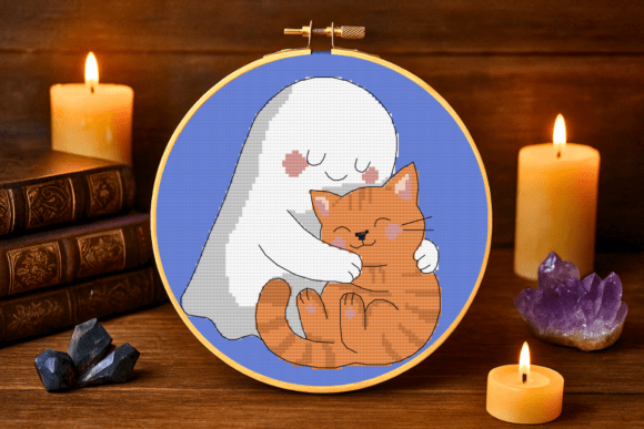 Download Cute Ghost Cat Cross Stitch Pattern - Cute Collection