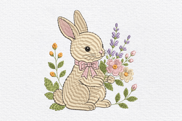 Download Floral Bunny Embroidery Design - Premium Resources